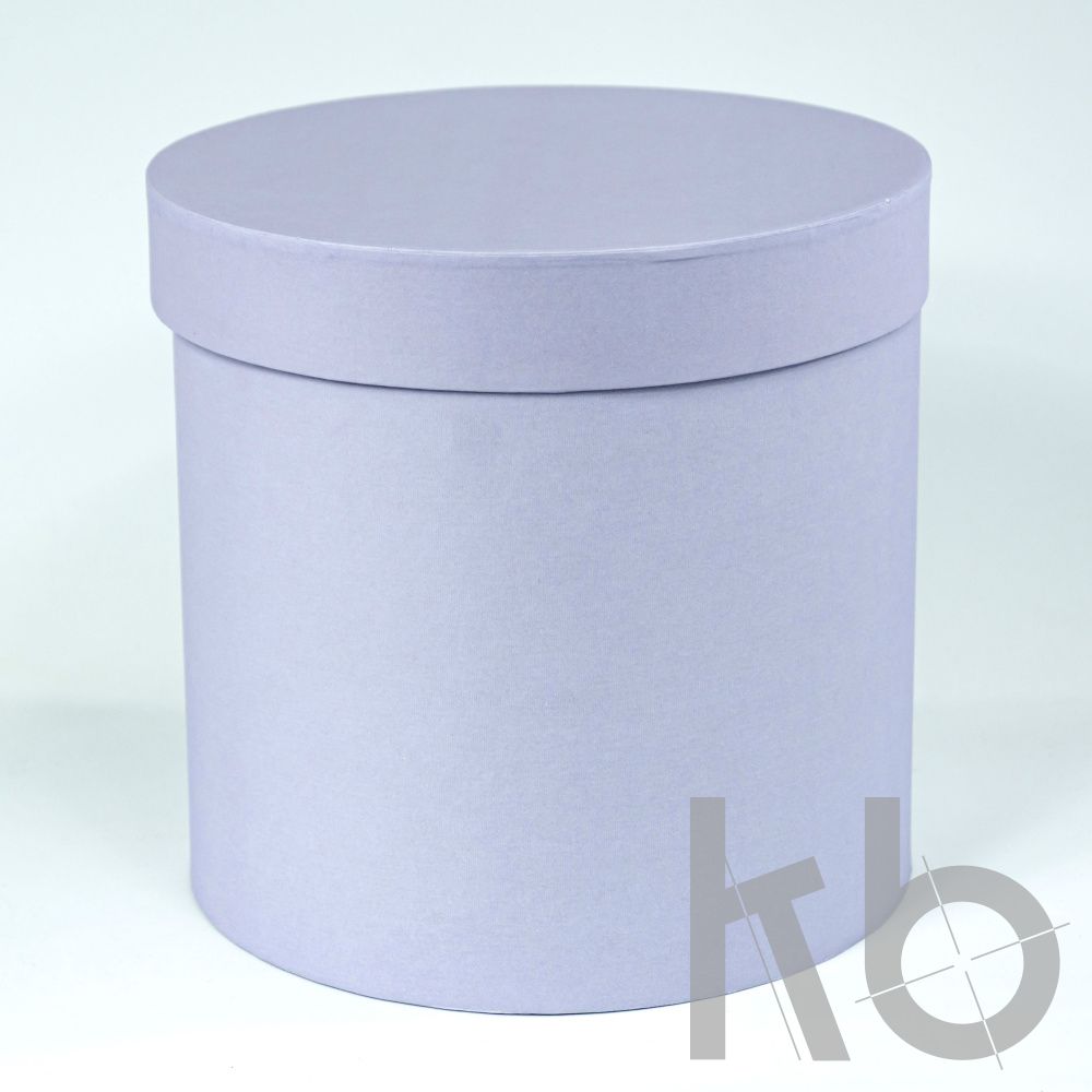 Круглая кашированная коробка светло-сиреневая с крышкой