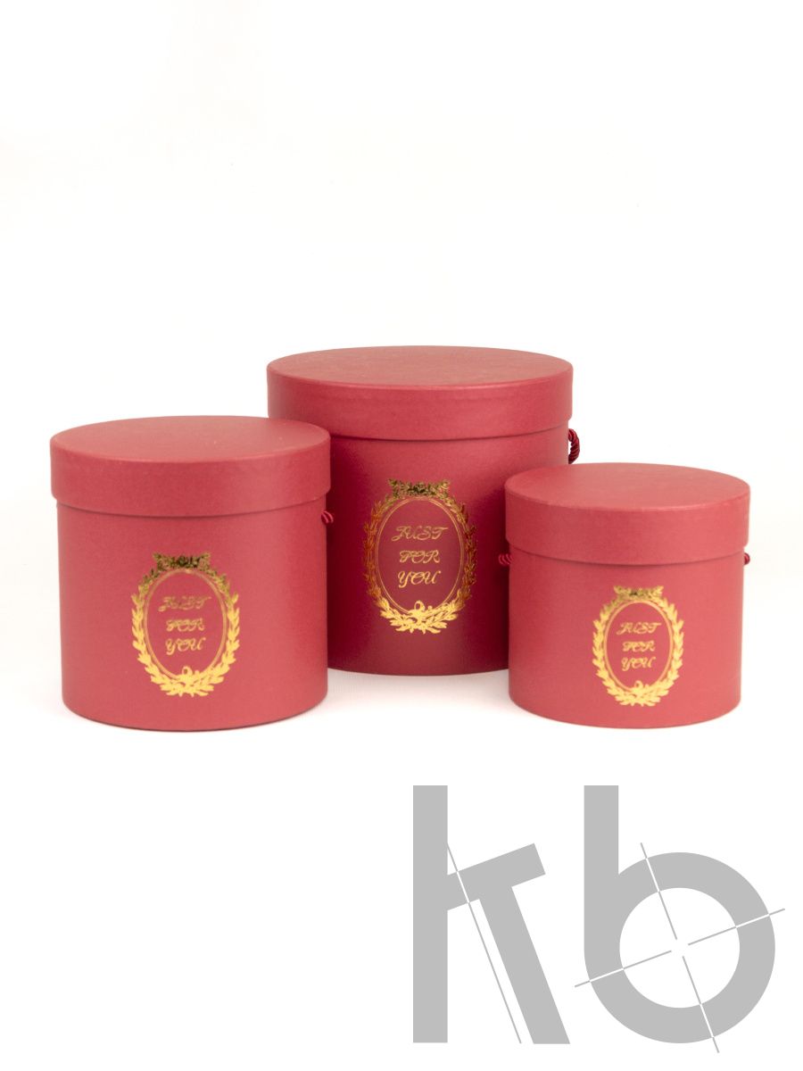 Круглая коробка с тиснением (корраловый металлик)