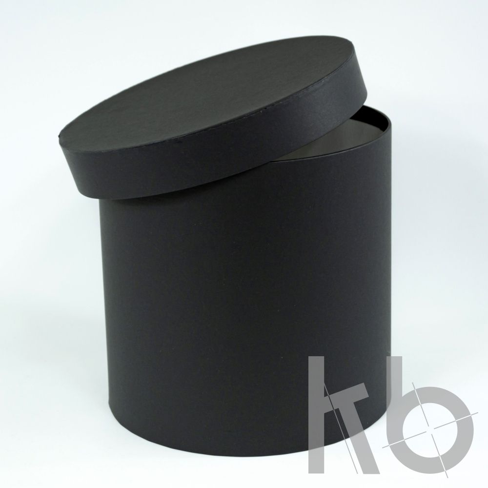 Черная круглая коробка с крышкой