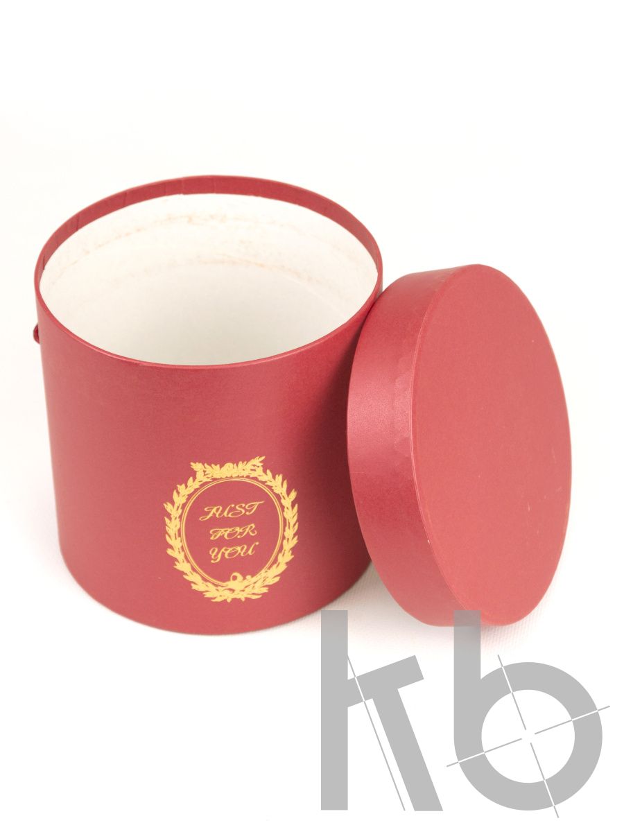 Круглая коробка с тиснением (корраловый металлик)