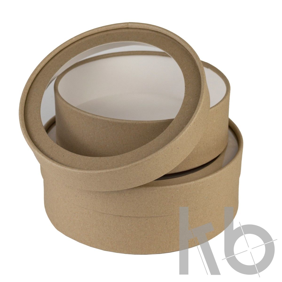 Крафт круглая кашированная коробка с окном