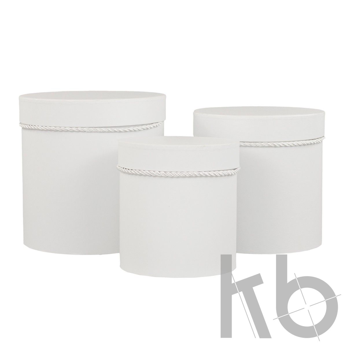 Подарочные круглые коробки с ручкой белые