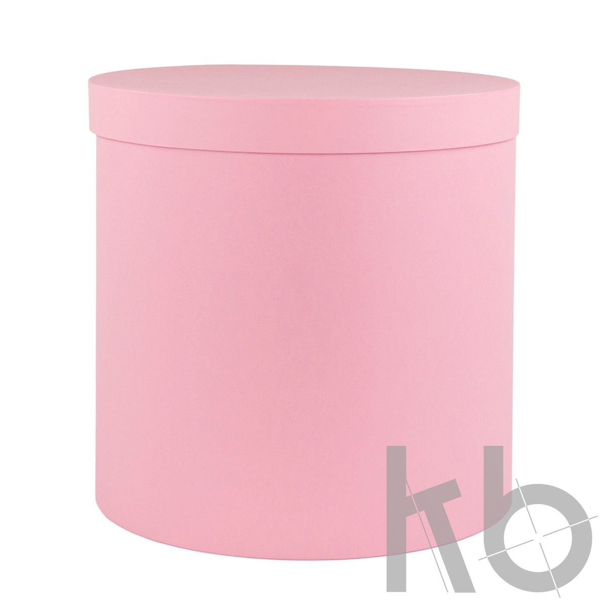 Круглая кашированная коробка розовая с крышкой