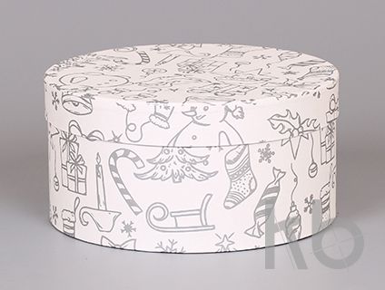 Коробка круглая кашированная с печатью шелкографией