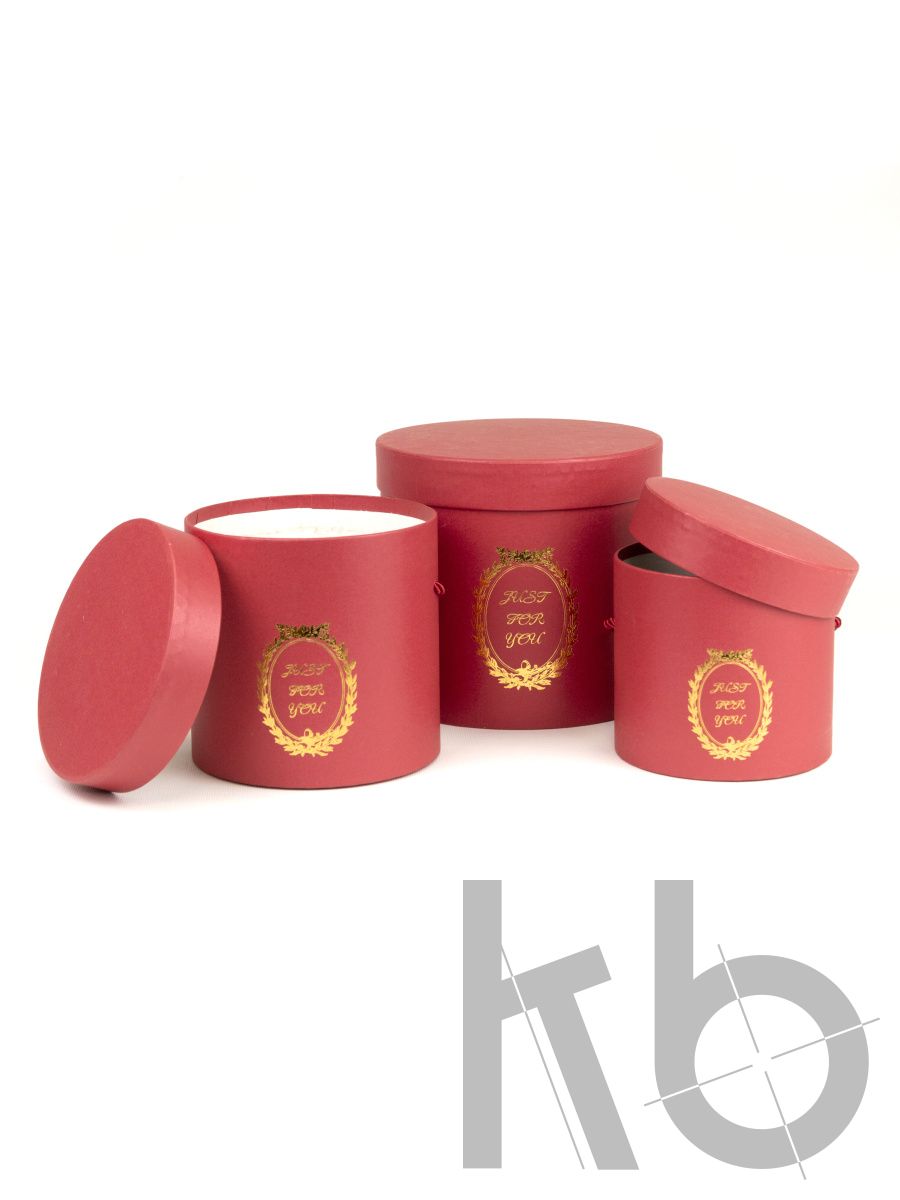 Круглая коробка с тиснением (корраловый металлик)