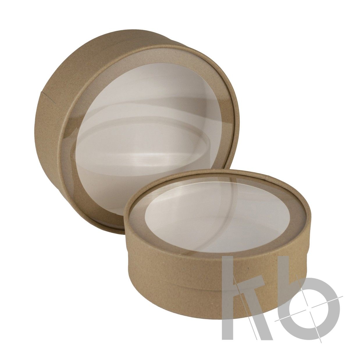 Крафт круглая кашированная коробка с окном