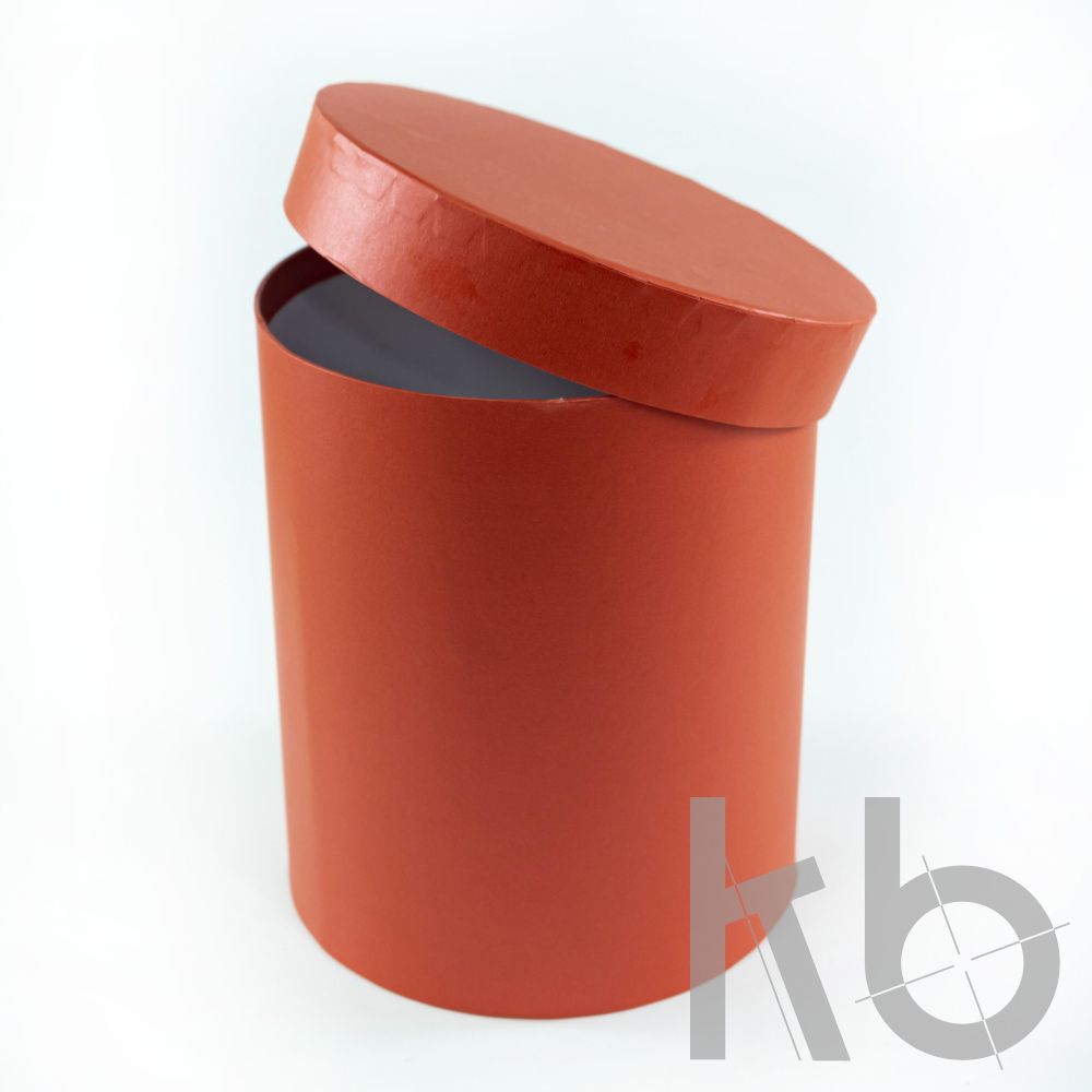 Круглая кашированная коробка морковно-красный цвет