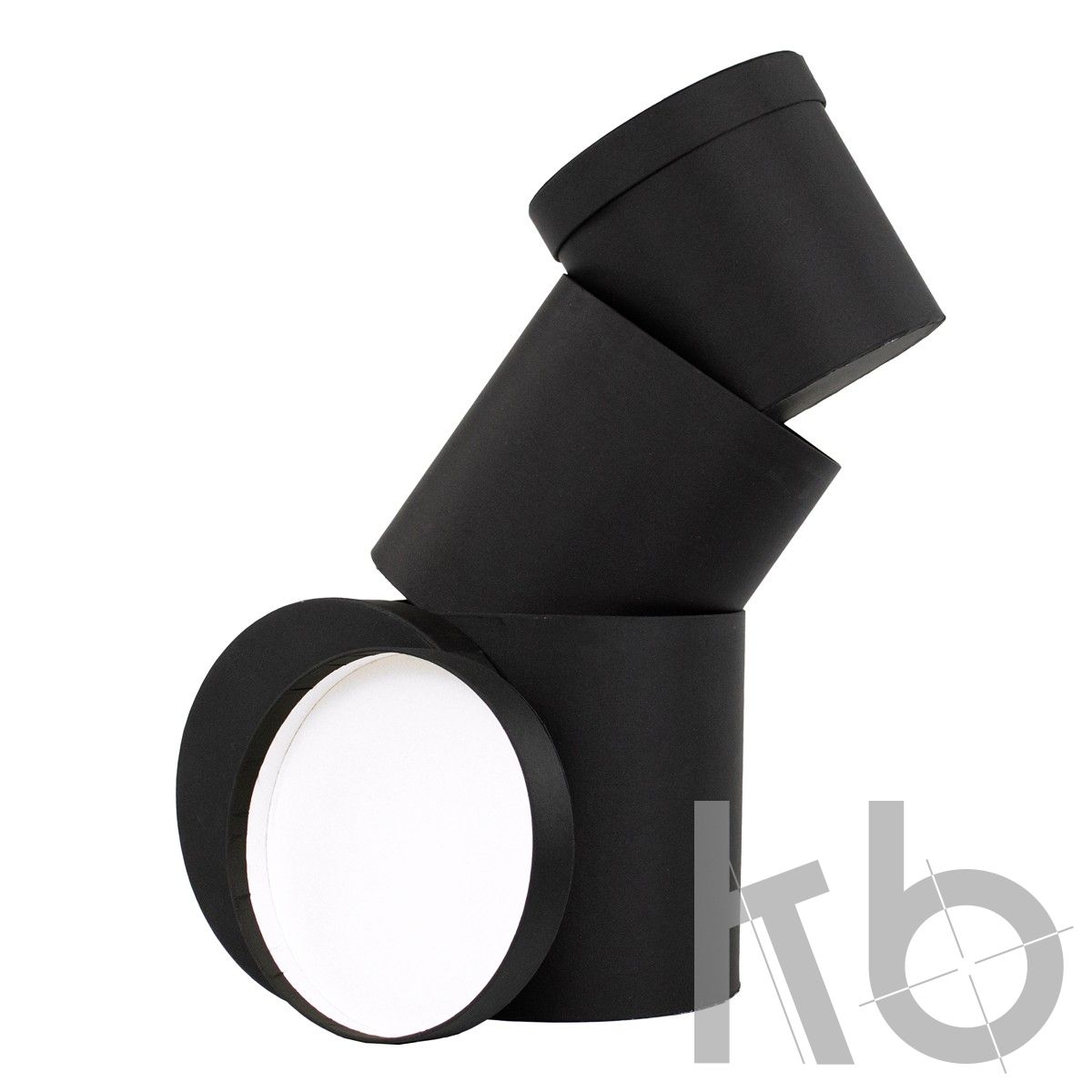 Черные круглые коробки, кашированные матовой бумагой