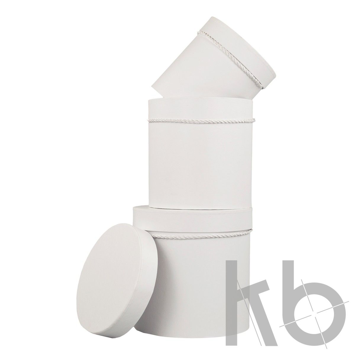 Подарочные круглые коробки с ручкой белые