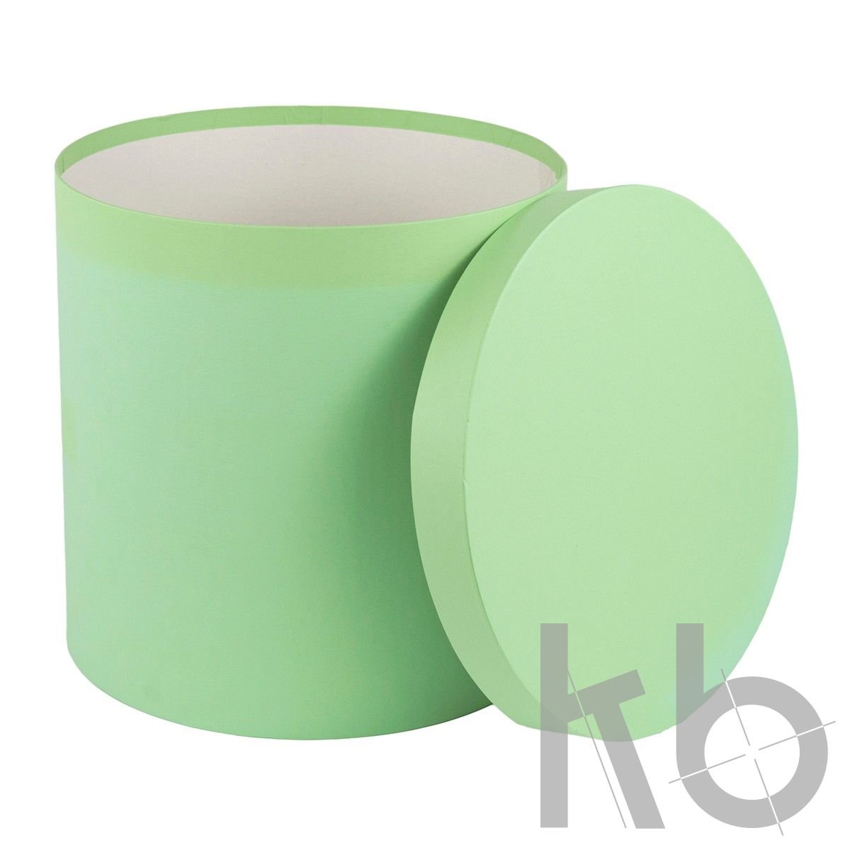 Салатовая круглая коробка с крышкой