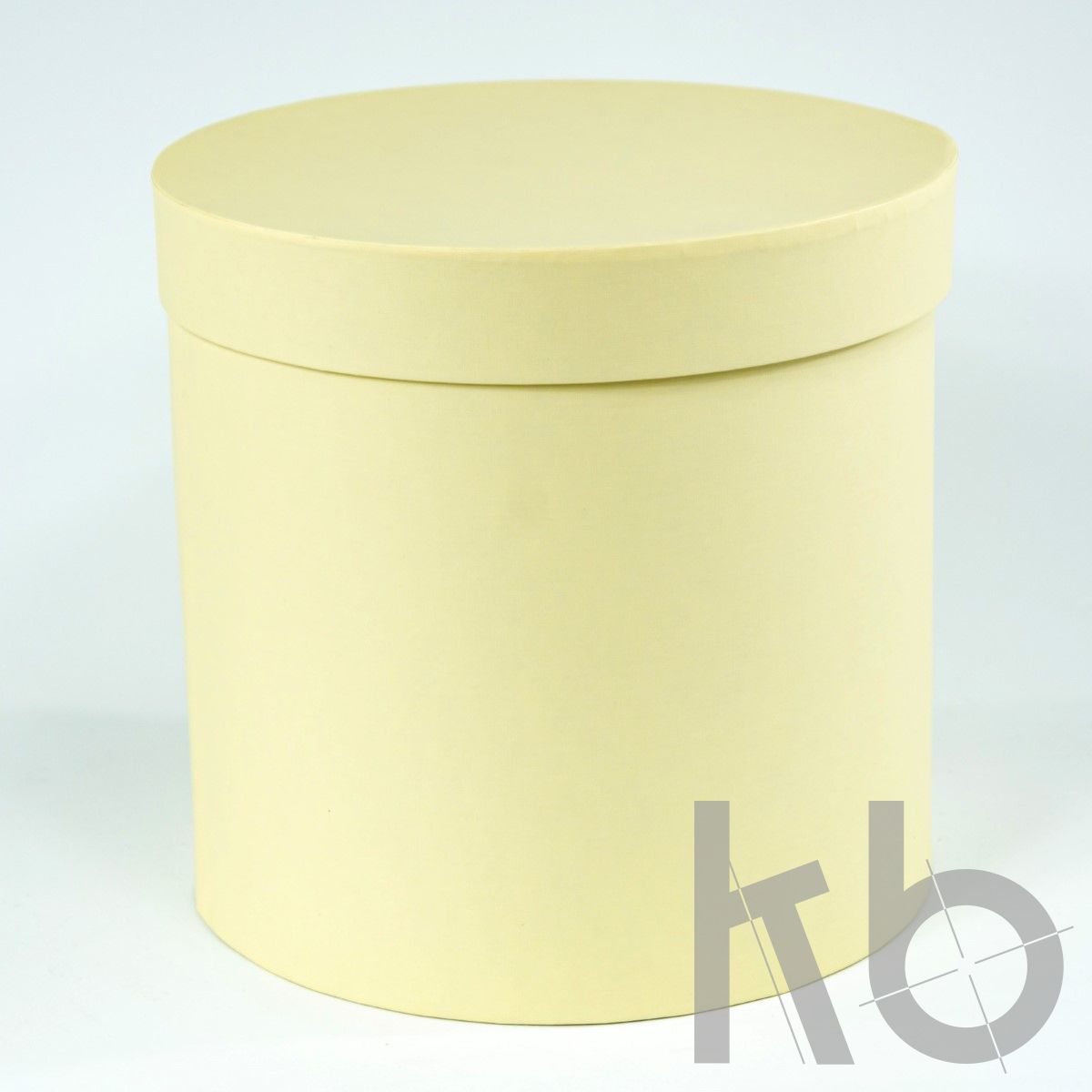 Круглая кашированная коробка с крышкой желтая