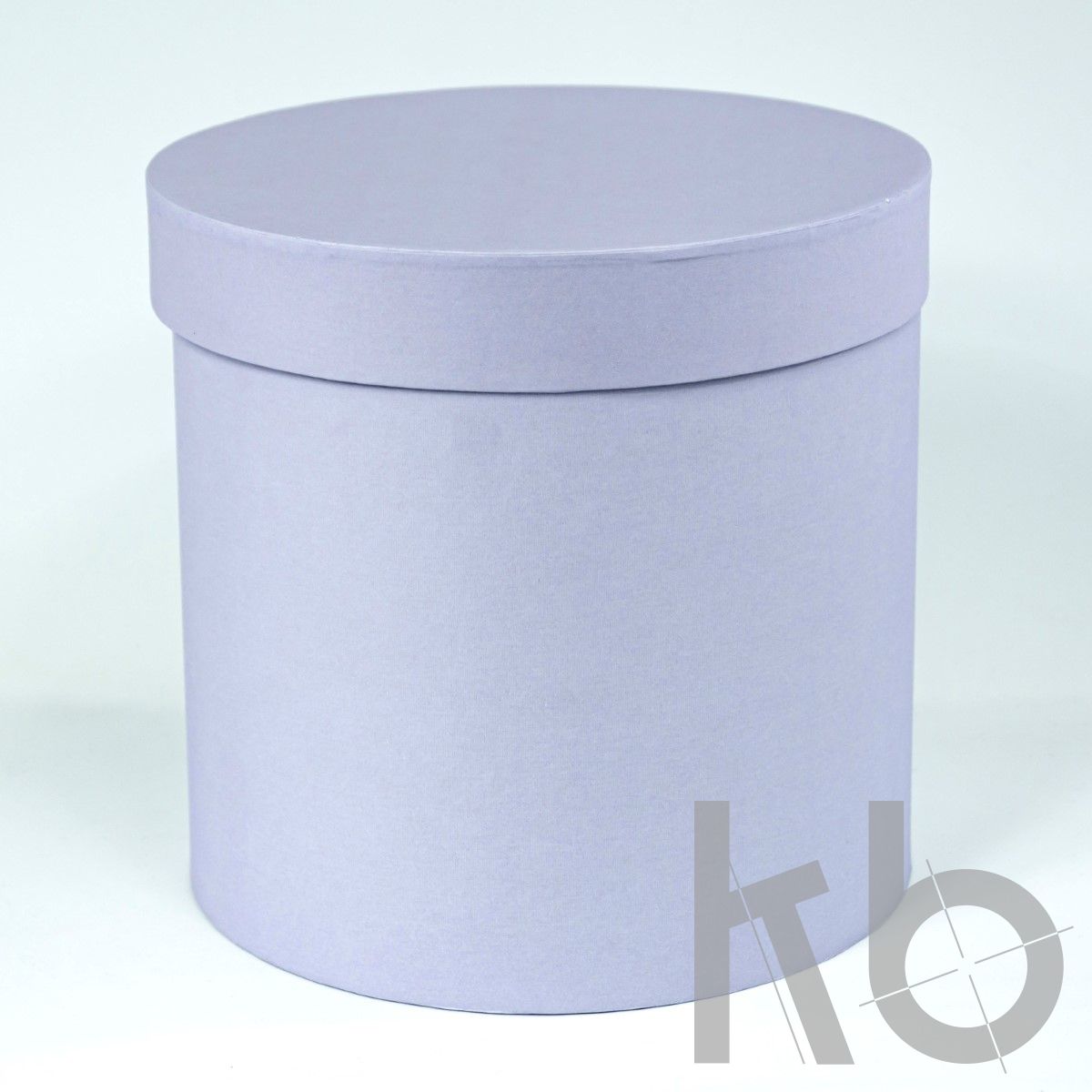 Круглая кашированная коробка светло-сиреневая с крышкой