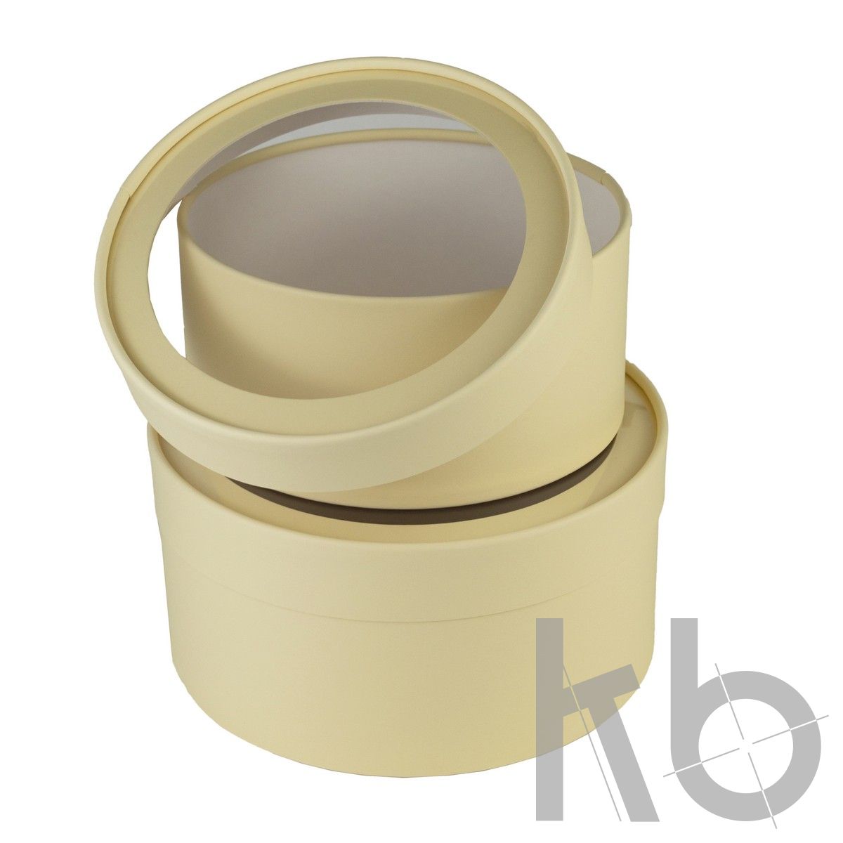 Коробка круглая желтая с окном на крышке