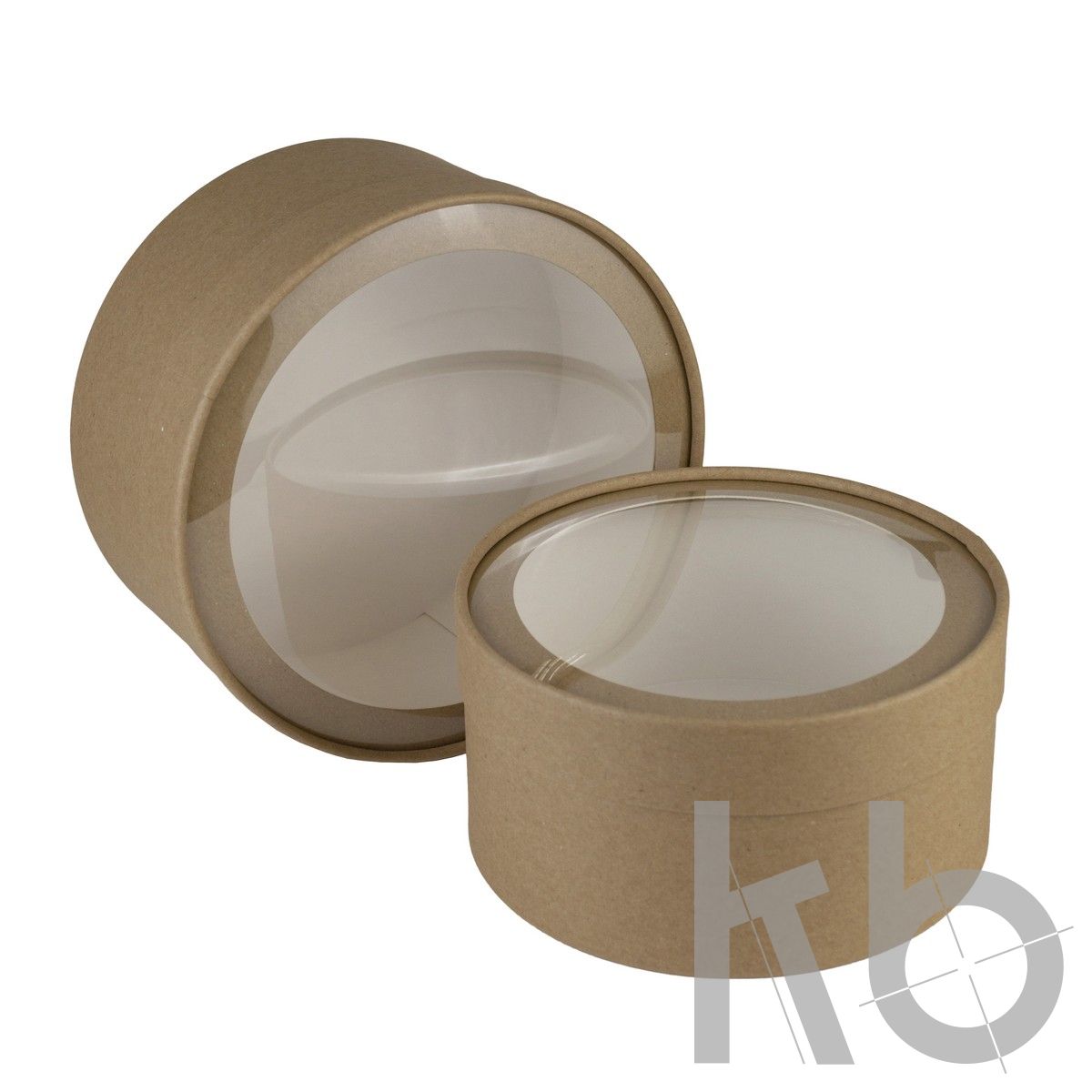 Крафт круглая кашированная коробка с окном