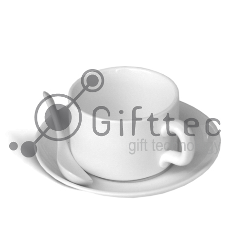 Кружка кофейная с блюдцем и ложкой для сублимации Кружка кофейная с блюдцем и ложкой для сублимации