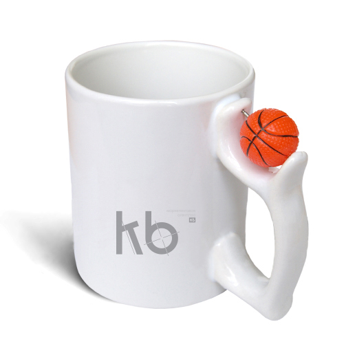Кружка белая с баскетбольным мячом, 330мл для сублимации Кружка белая с баскетбольным мячом, 330мл для сублимации